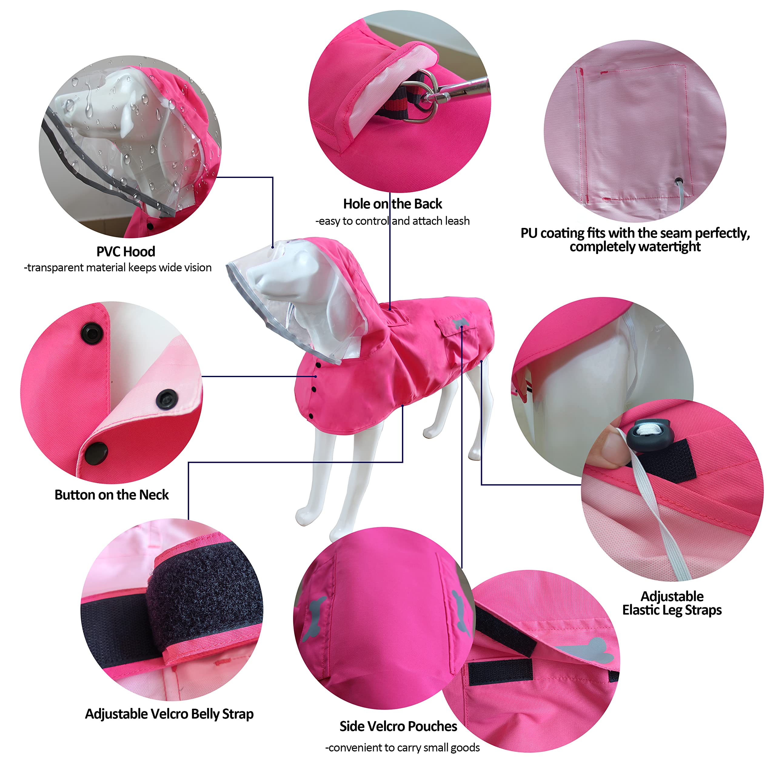 MAMORE hooded poncho close-up with adjustable hood for rainy weather
