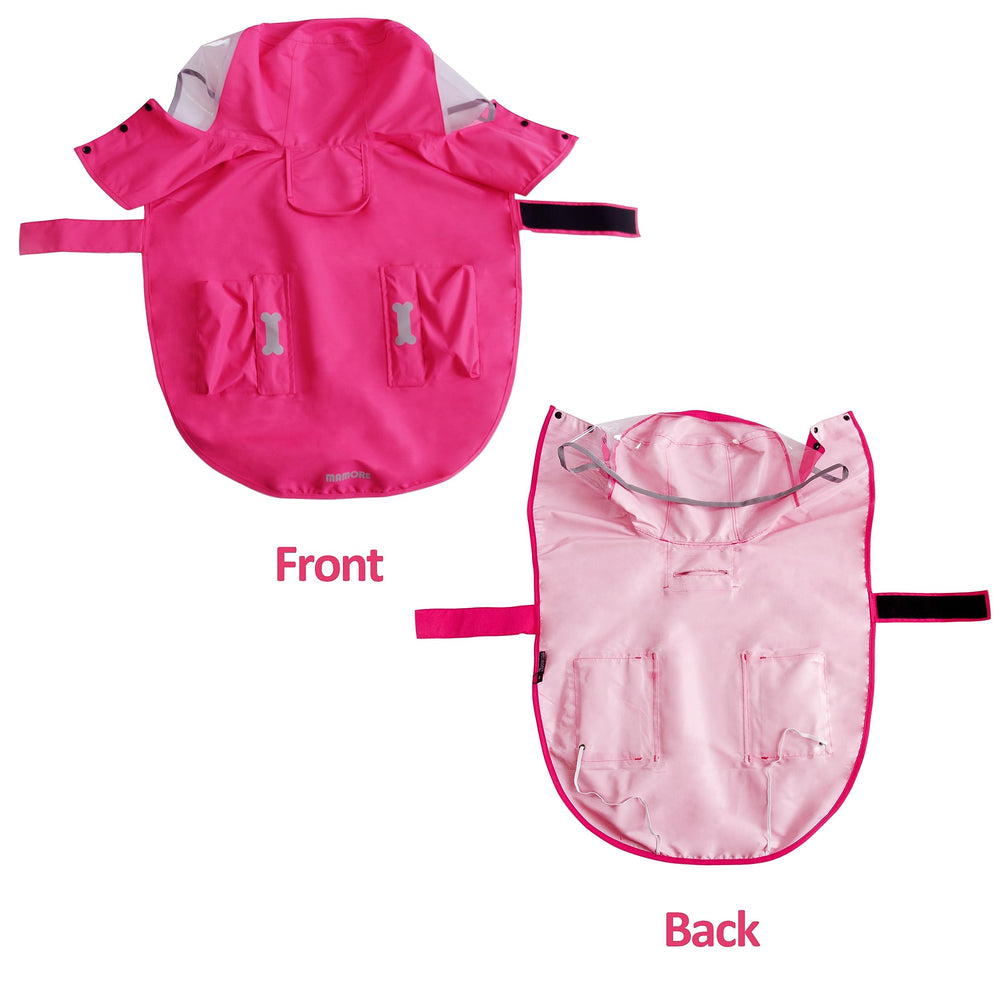 MAMORE waterproof dog raincoat side view shows adjustable belly strap for secure fit