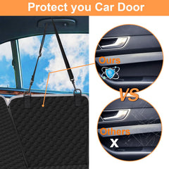 Mancro dog car seat cover side flaps shield doors from scratches during rides.