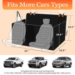 Mancro dog seat cover demonstrates complete back seat protection against dirt