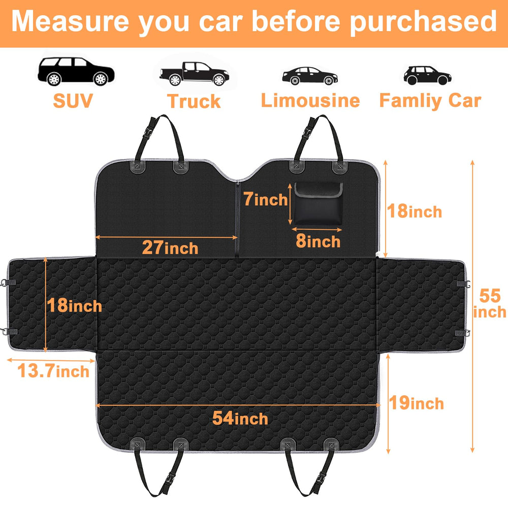 Mancro back seat cover cleaning with damp cloth or vacuum makes upkeep easy.