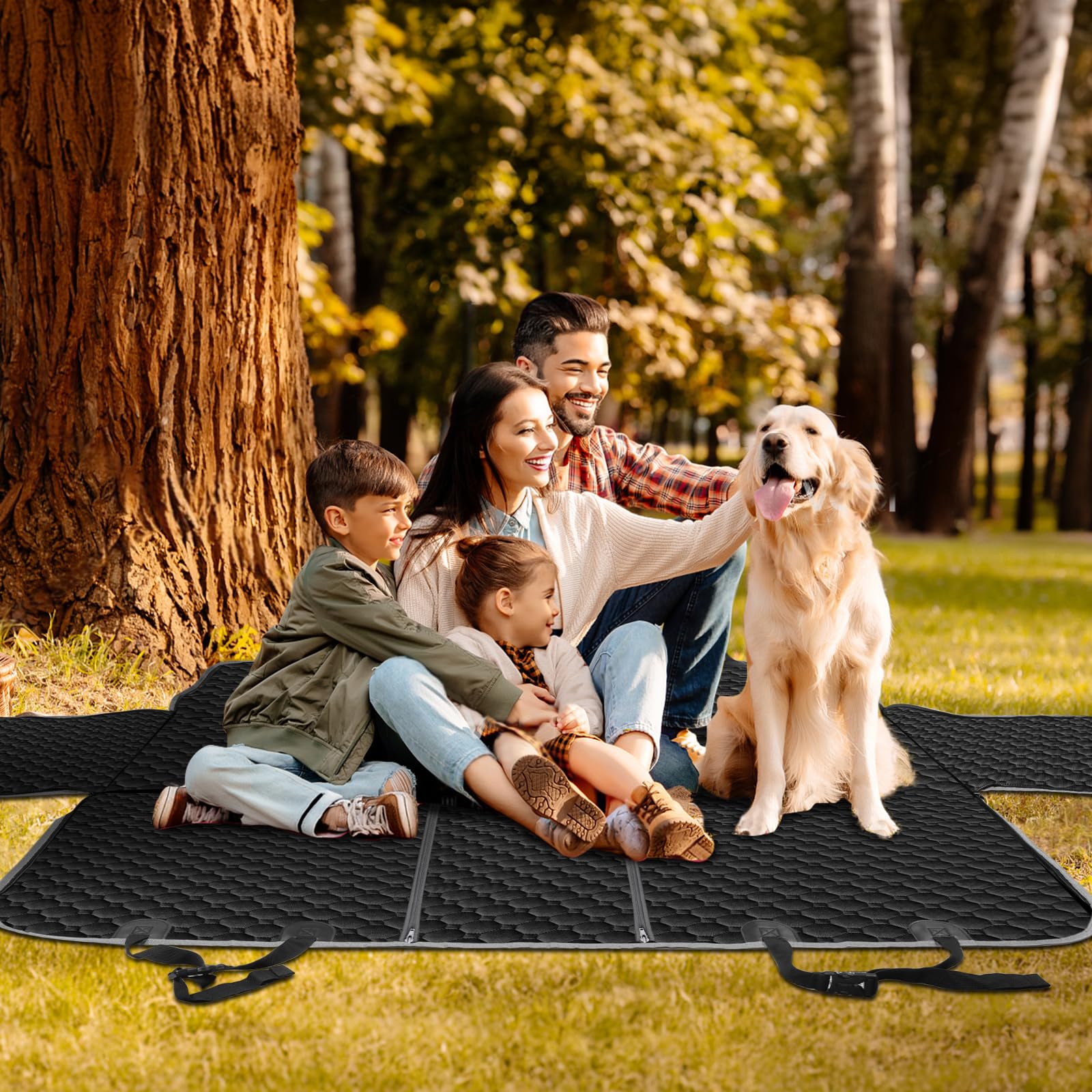 Mancro back seat cover cleans easily with wipe or vacuum.