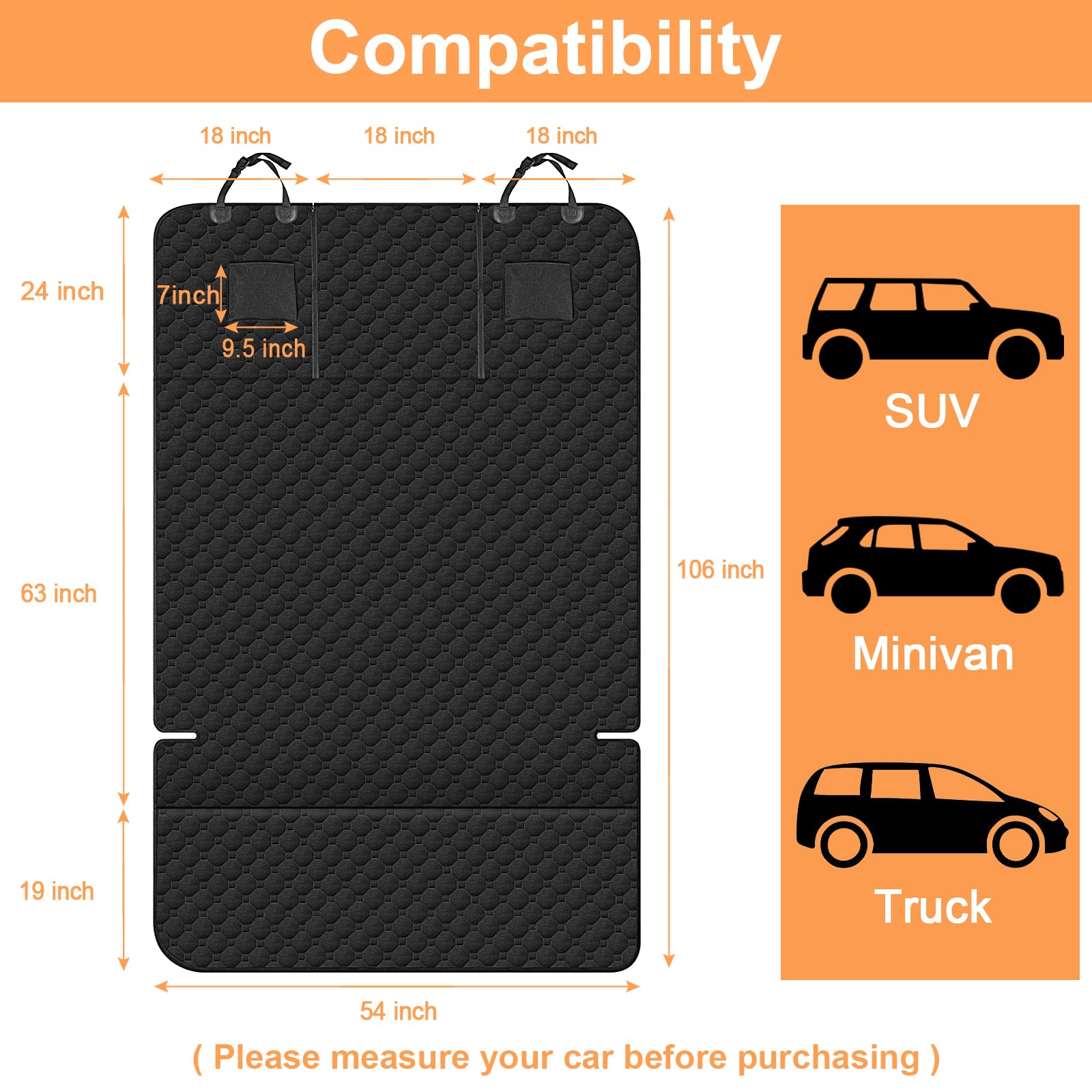 Mancro SUV Cargo Liner anti-slip-back keeps dogs secure during drives.