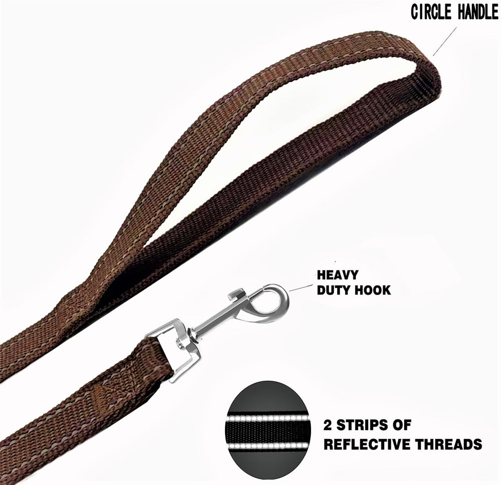 MANDAO nylon training leash with reflective stitching boosts nighttime visibility.
