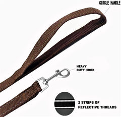 MANDAO nylon training leash with reflective stitching boosts nighttime visibility.