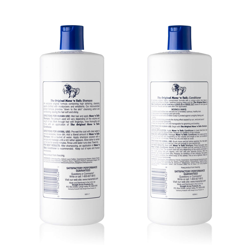 Mane 'n Tail conditioner bottle closeup highlighting hydration and leave-in potential.