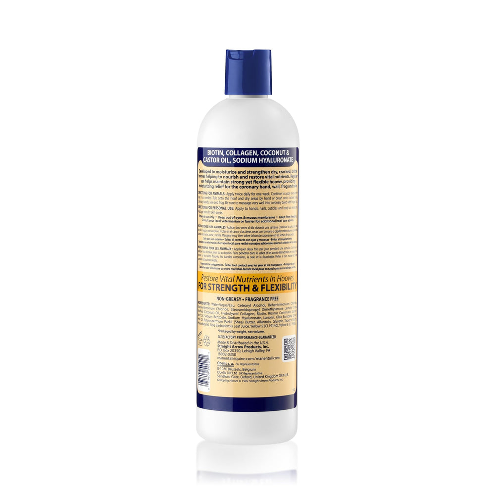 Close-up of Mane 'n Tail Hoofmaker being applied to nails demonstrates rich moisturization and strengthening.