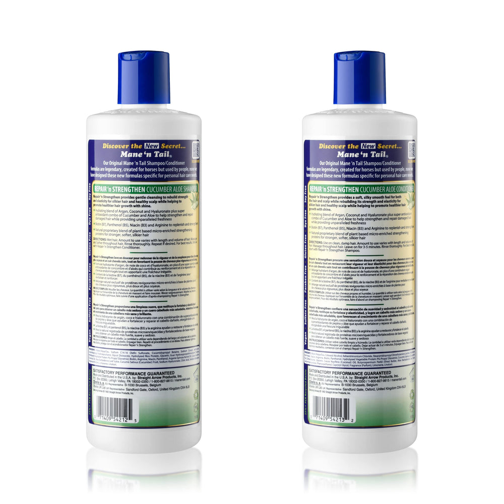 Mane 'n Tail Repair 'n Strengthen conditioner cucumber aloe bottle for hydrated hair