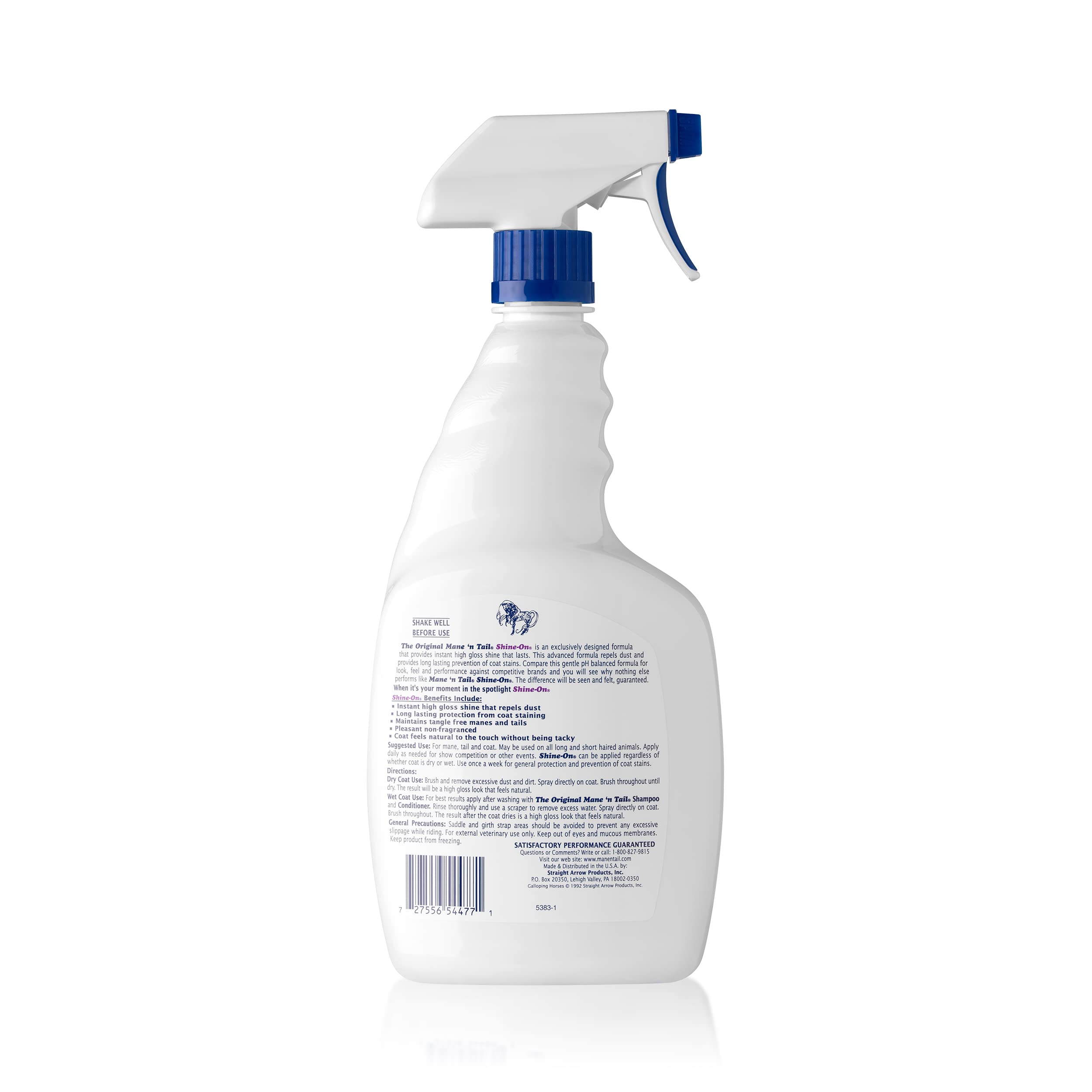 Mane 'n Tail Shine-On spray application delivers long-lasting protection and easy grooming.