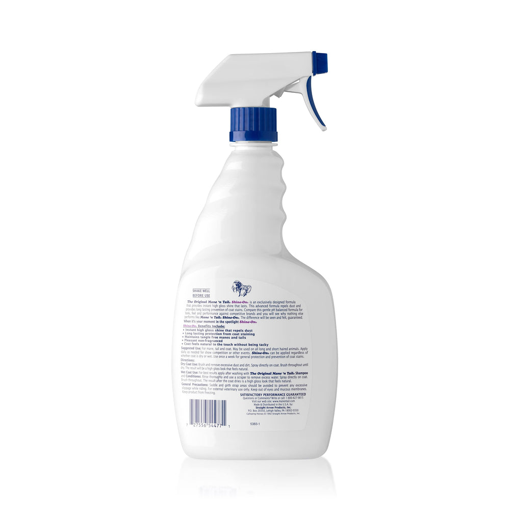 Mane 'n Tail Shine-On spray application delivers long-lasting protection and easy grooming.