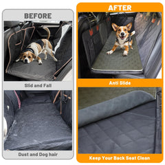 Manificent hair-resistant dog blanket showing easy-clean protection for car seats.