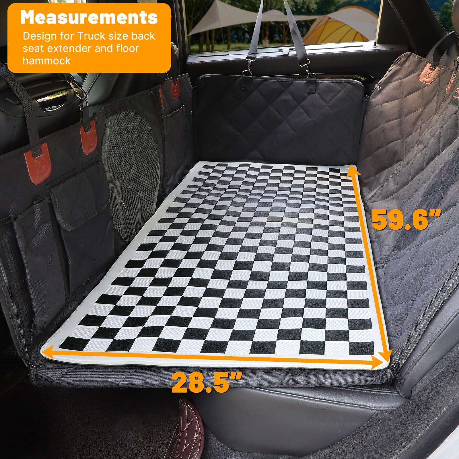 Manificent XL backseat cover closeup shows plush comfort and non-slip base