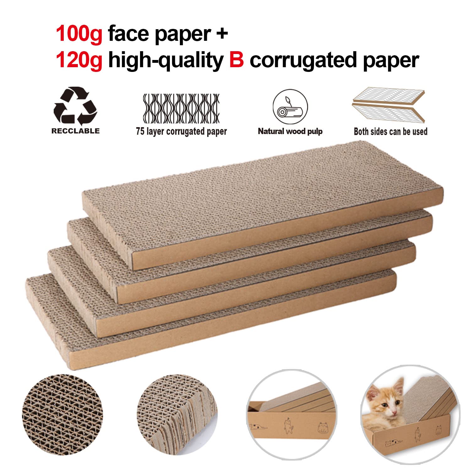 Mankaide high-density cardboard is durable for long-lasting scratching.