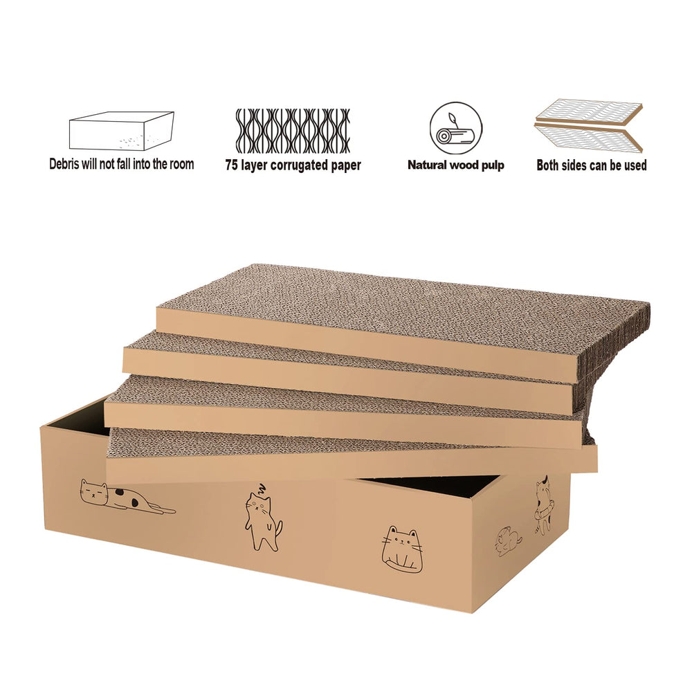 Mankaide scratcher box doubles as a cozy resting spot.