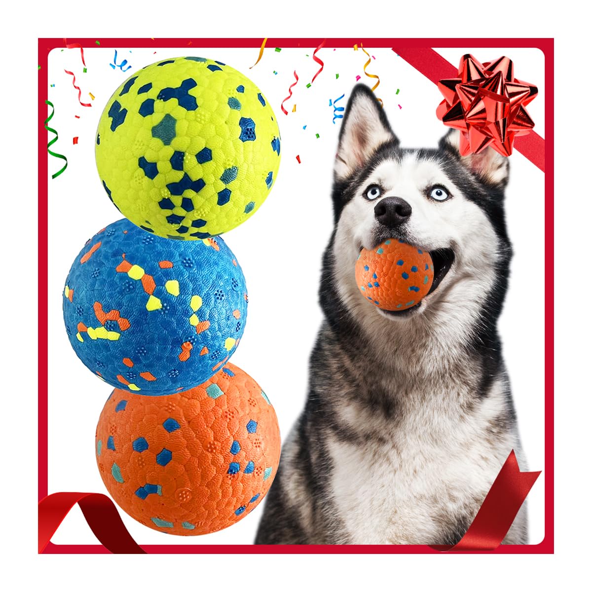 Mankoda dog balls 3in durable teething textures soothe gums during chewing