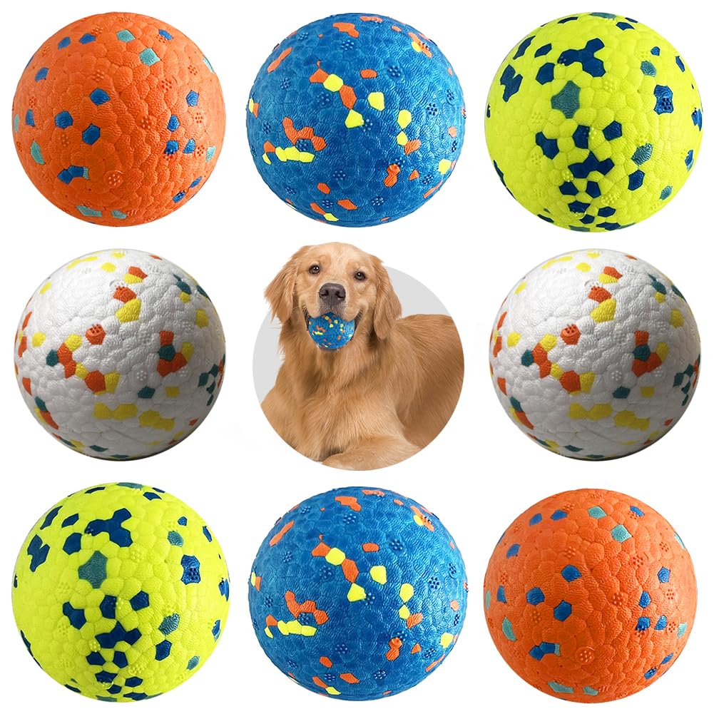Mankoda dog balls 8-piece pack with vibrant colors for easy visual fetch.