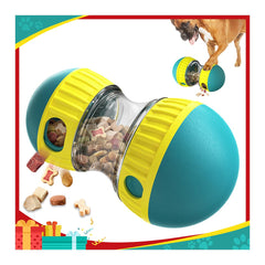 Mankoda dog puzzle toy rolling ball close-up showing treat dispensing during play