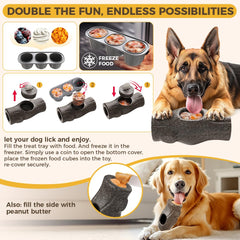 Mankoda dog stump toy shown freezable and stuffable for versatile indoor fun