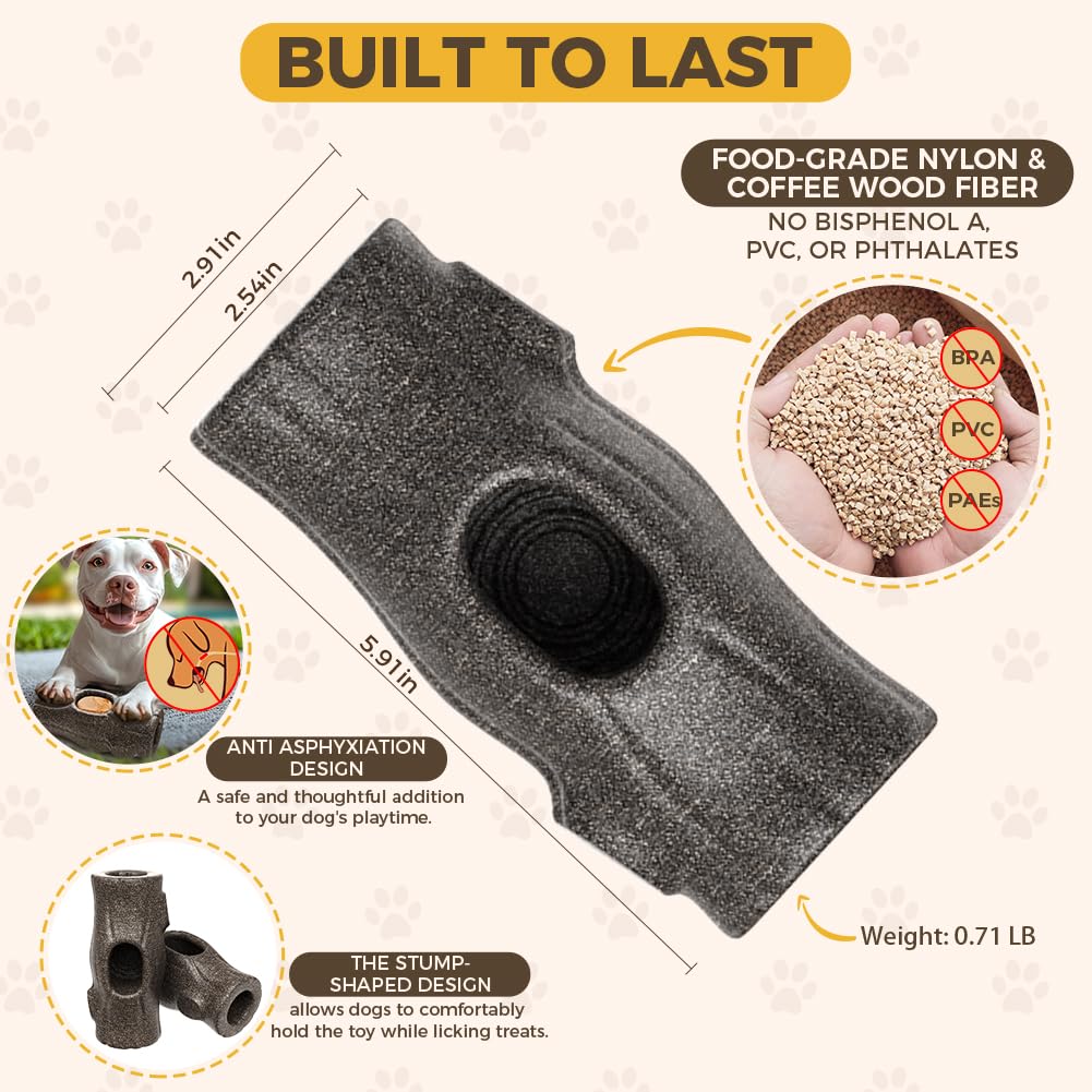Mankoda dog stump toy with treat-dispensing chamber for extended play