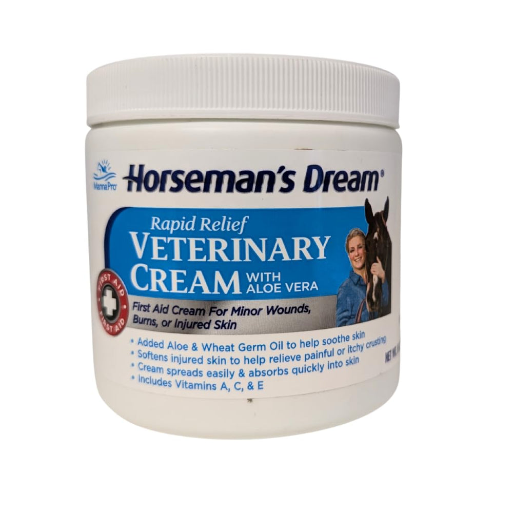 Manna Pro Corona Horseman's Dream Vet Cream jar label for skin care.
