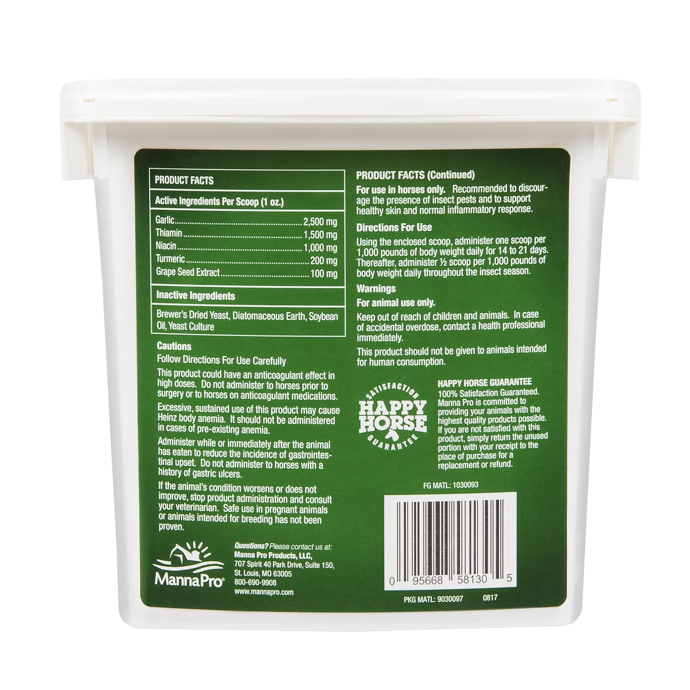 Manna Pro Nature's Force Bug Clear bottle-pour demonstrates easy mixing into horse feed