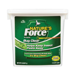Manna Pro Nature's Force Bug Clear bucket 2lb illustrating a 60-day supply for natural pest control