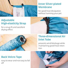 MANON ROSA dog drying bag interior silver membrane aids heat dissipation.