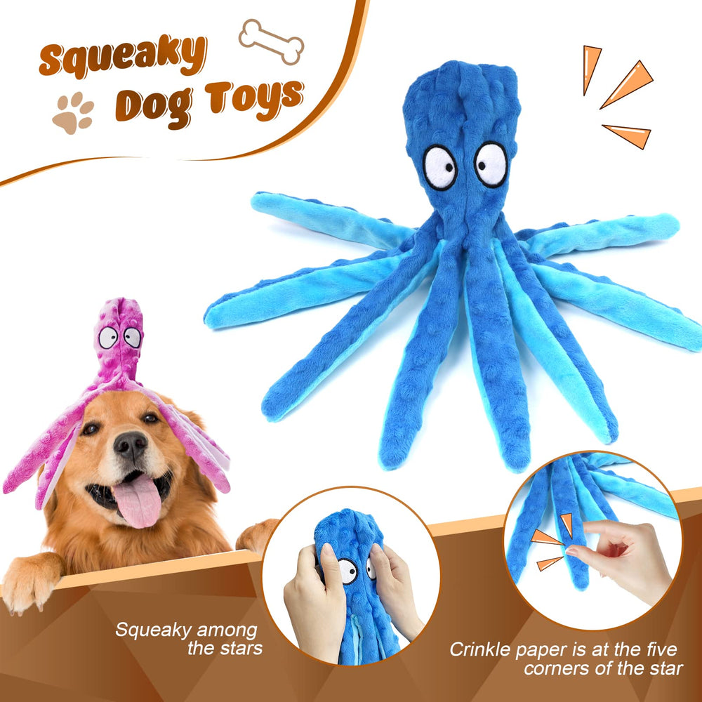 MANOPAWS squeaky head and crinkle tail octopus toy for engaging play
