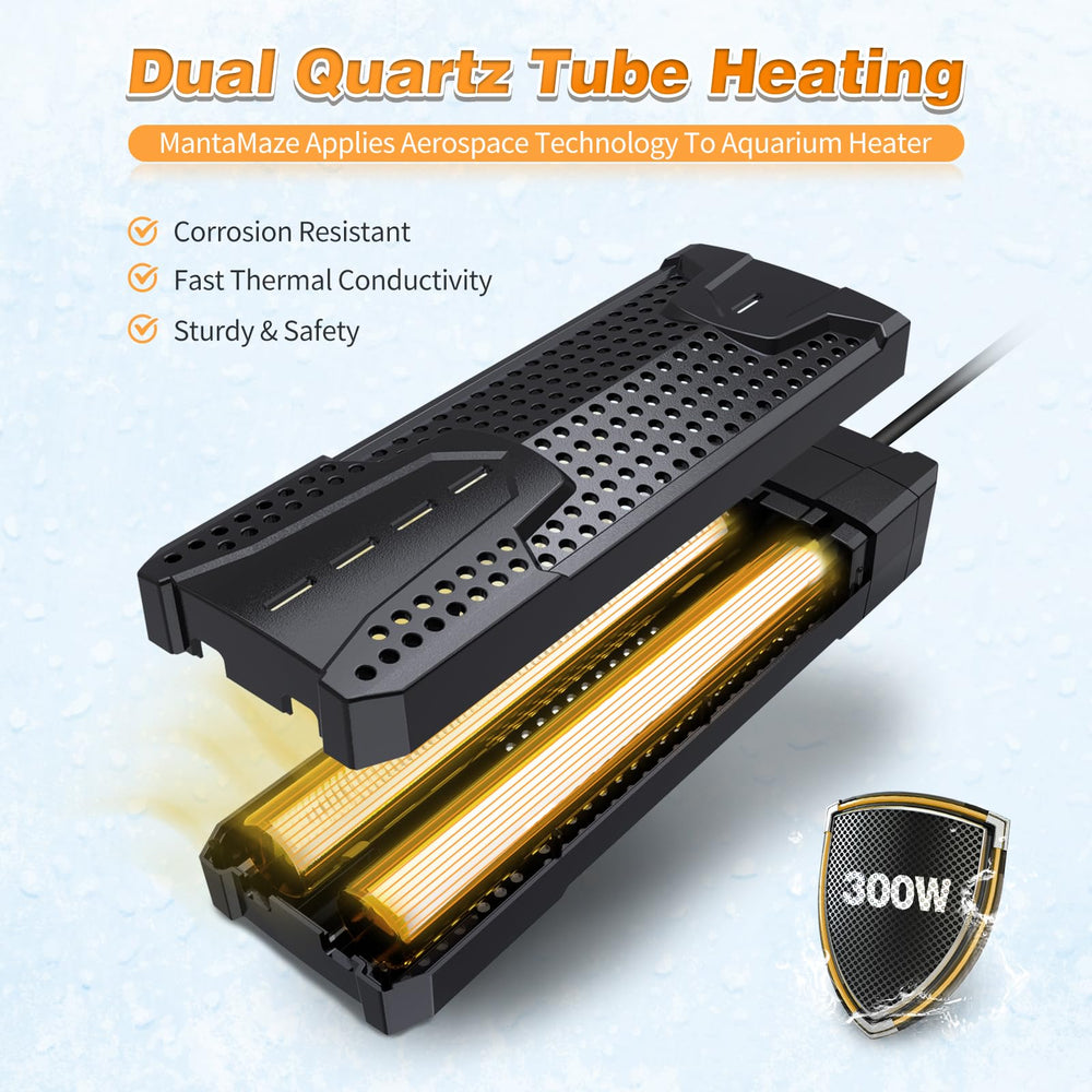 MantaMaze flame-retardant shell protects fish and heater safety.