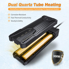 MantaMaze flame-retardant shell protects fish and heater safety.