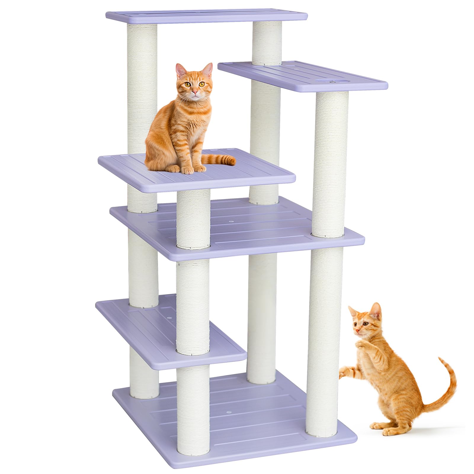 MAOHEGOU cat tree 46in tower shown for outdoor and indoor use, offering vertical play space.