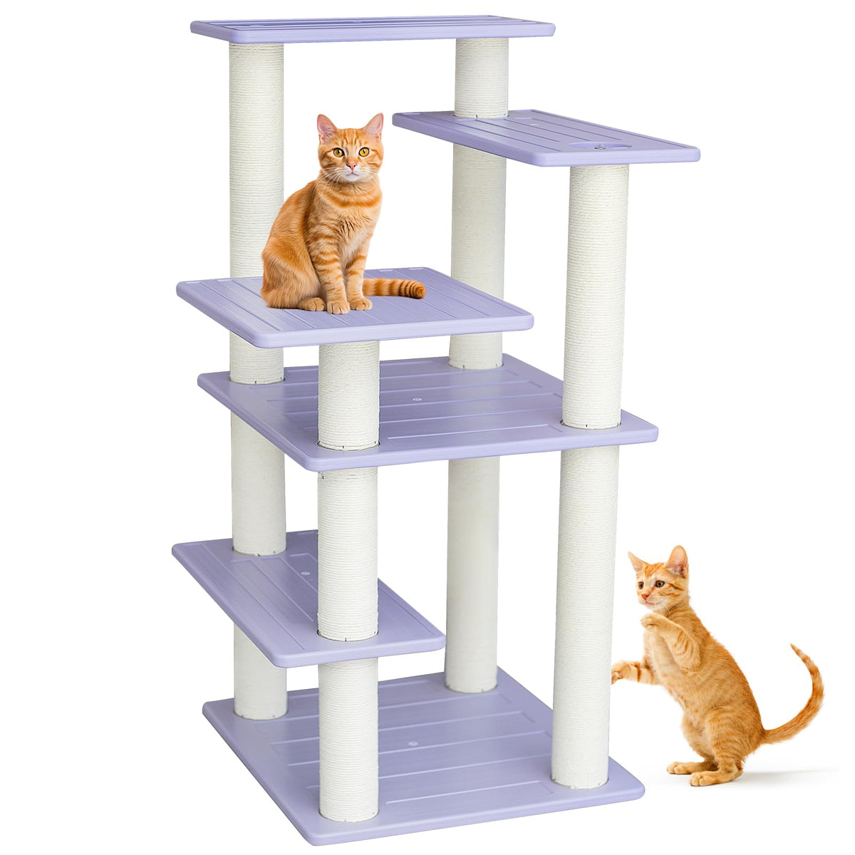 MAOHEGOU cat tree 46in tower shown for outdoor and indoor use, offering vertical play space.