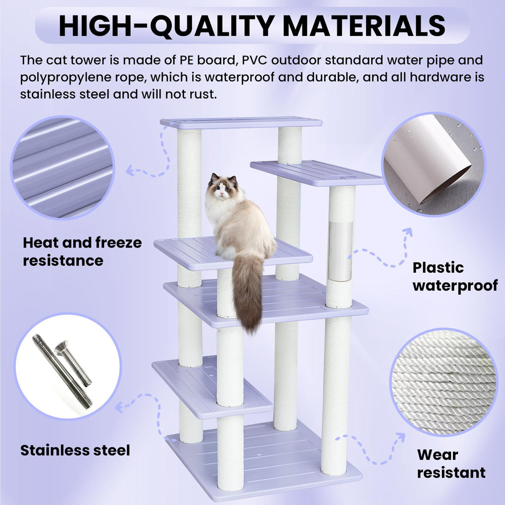 MAOHEGOU cat tree scratching posts with durable polypropylene rope for long-lasting play.