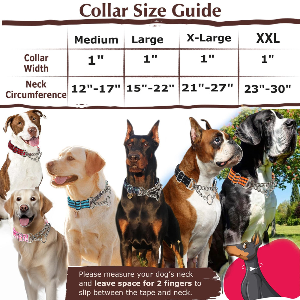 MAOWUWUJOZ Martingale collar size guide helps you pick the right neck fit.