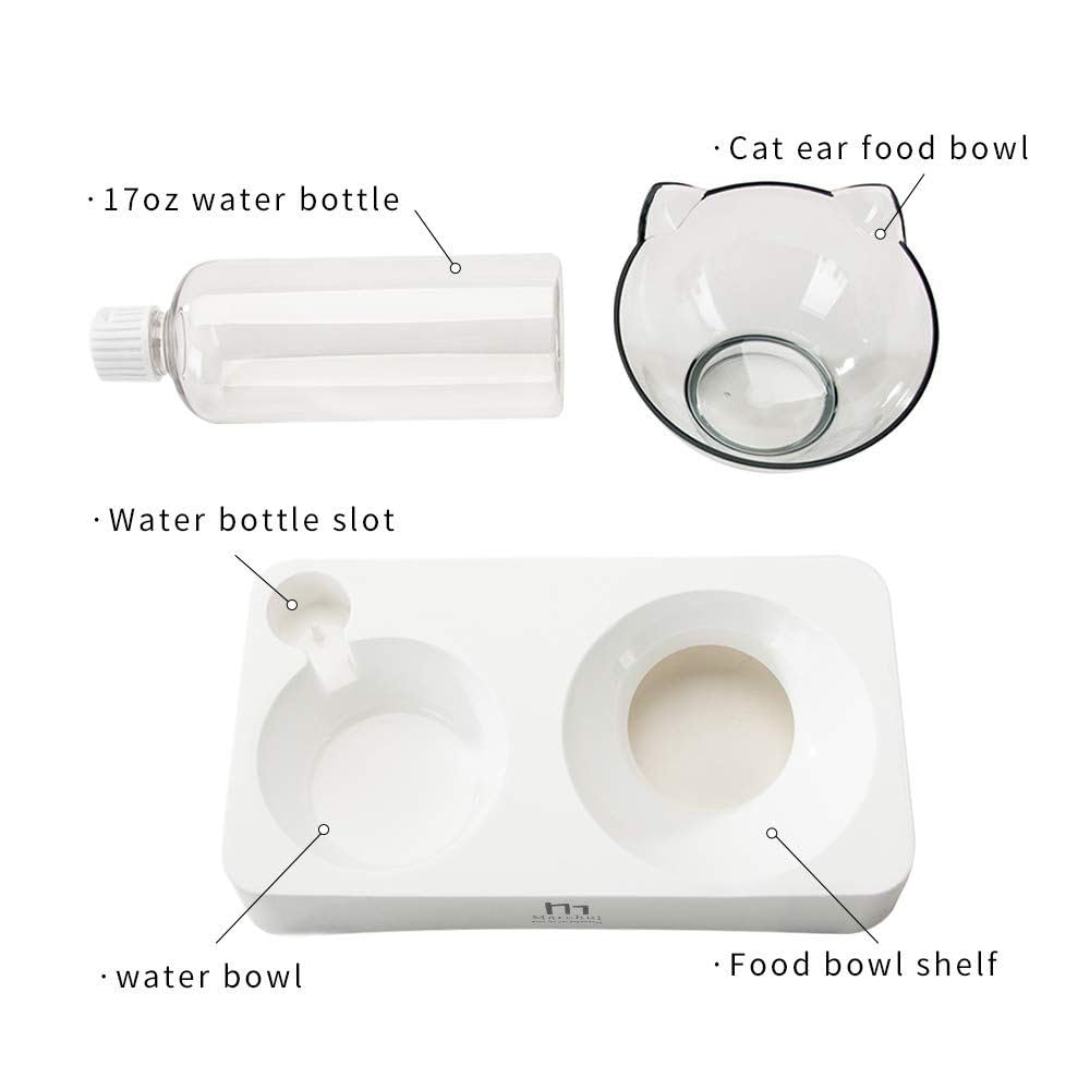 Marchul tilted cat bowl non-slip base keeps bowls steady during feeding.