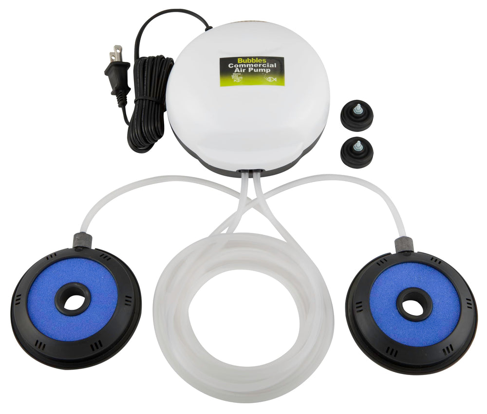 Marine Metal A-3 bait-bucket aerator with donuts delivering steady oxygen for live bait.