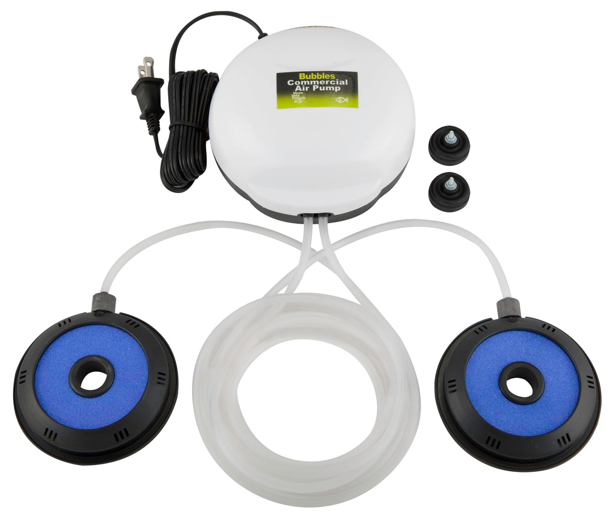 Marine Metal A-3 bait-bucket aerator with donuts delivering steady oxygen for live bait.