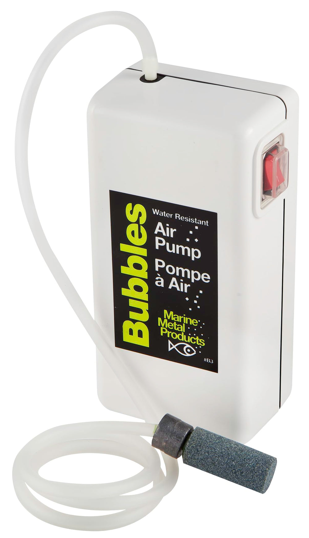 Marine Metal Bubbles Air Pump portable battery-powered design supports on-the-go bait care.
