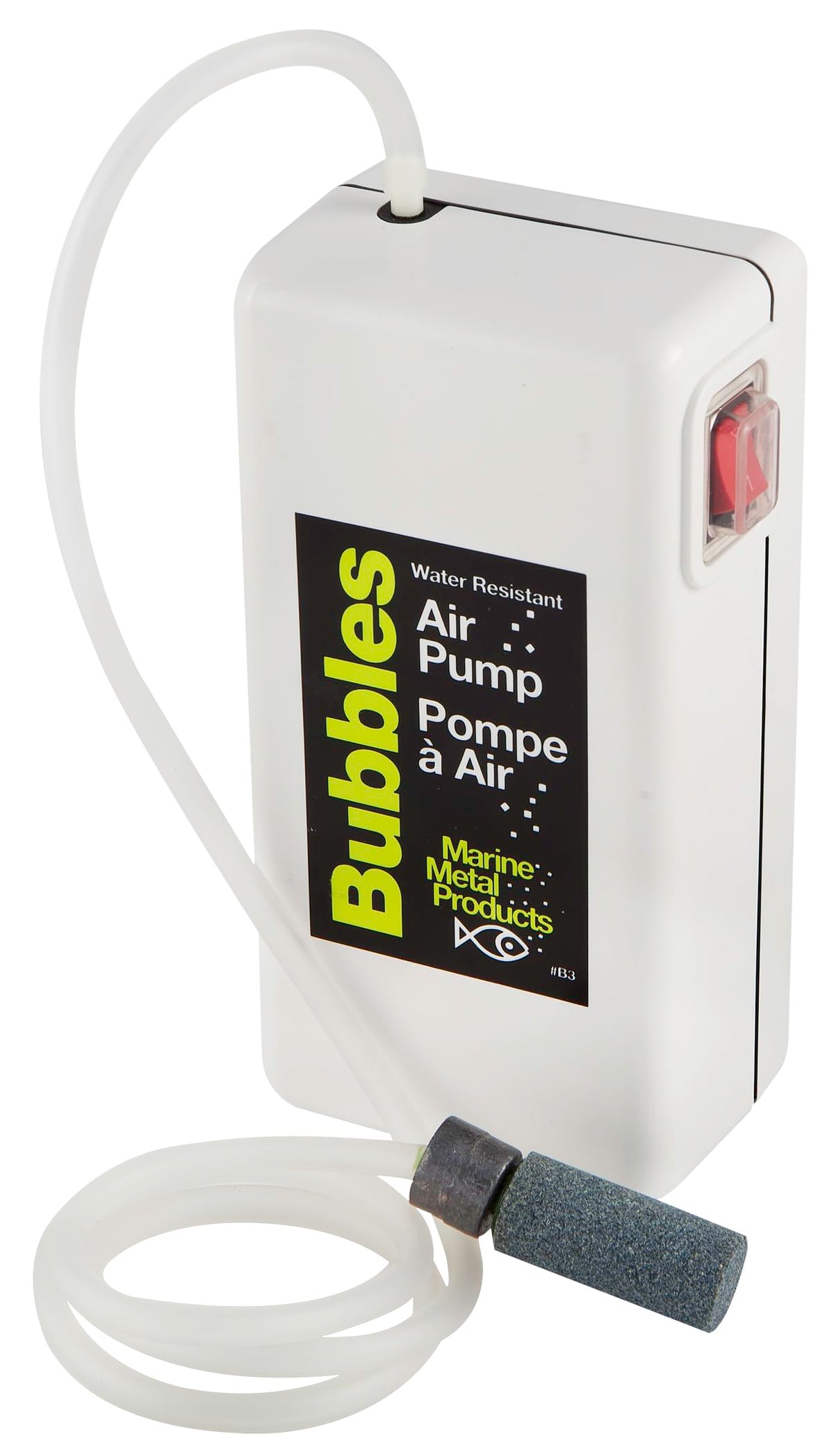 Marine Metal Bubbles Air Pump portable battery-powered design supports on-the-go bait care.