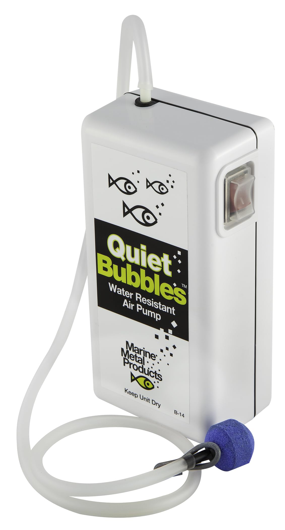 Marine Metal Quiet Bubbles airstone setup providing steady oxygen for live bait.