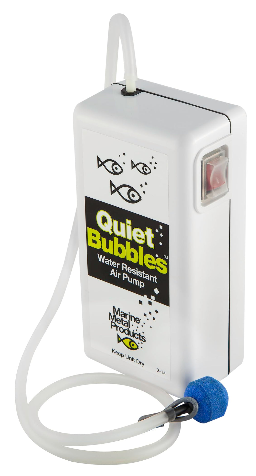 Marine Metal Quiet Bubbles airstone setup providing steady oxygen for live bait.