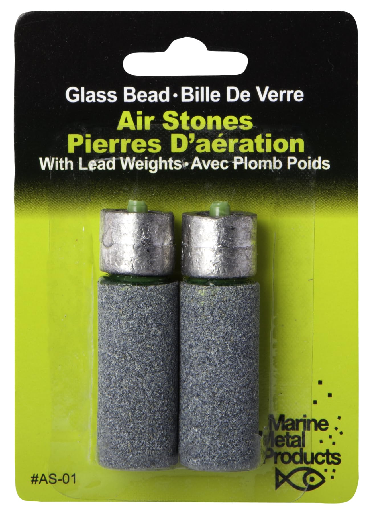 Marine Metal weighted glass bead air stone for efficient oxygen delivery.