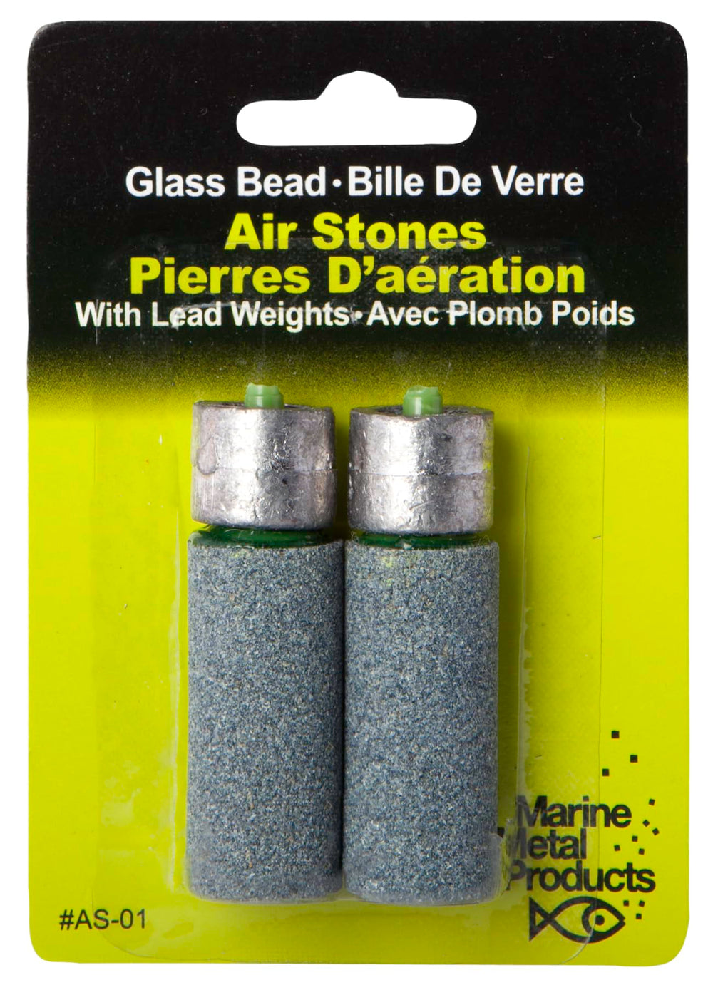 Marine Metal weighted glass bead air stone for efficient oxygen delivery.