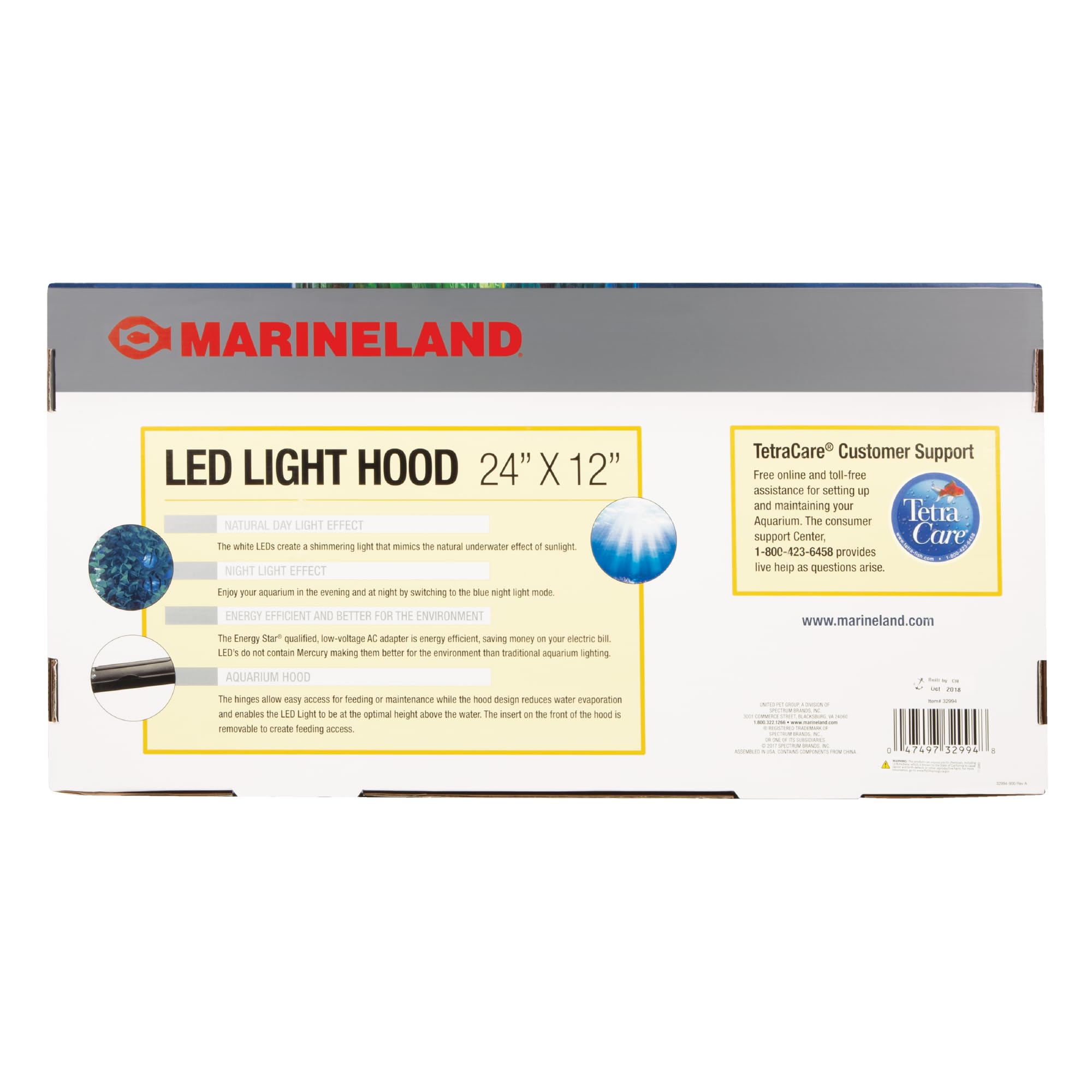 Marineland LED Light Hood natural-underwater-illumination mimics sunlit shimmer on water surface.