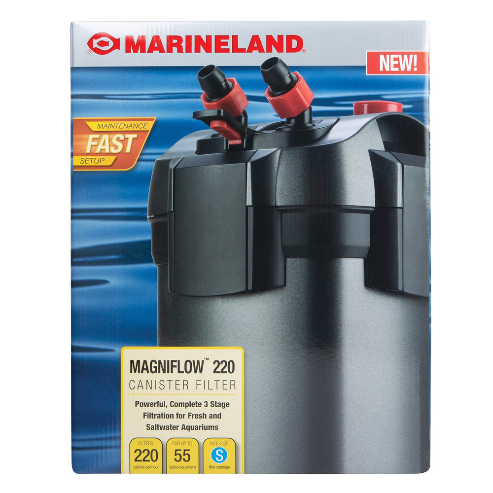 Marineland Magniflow 220 GPH front view for clear water and easy maintenance.