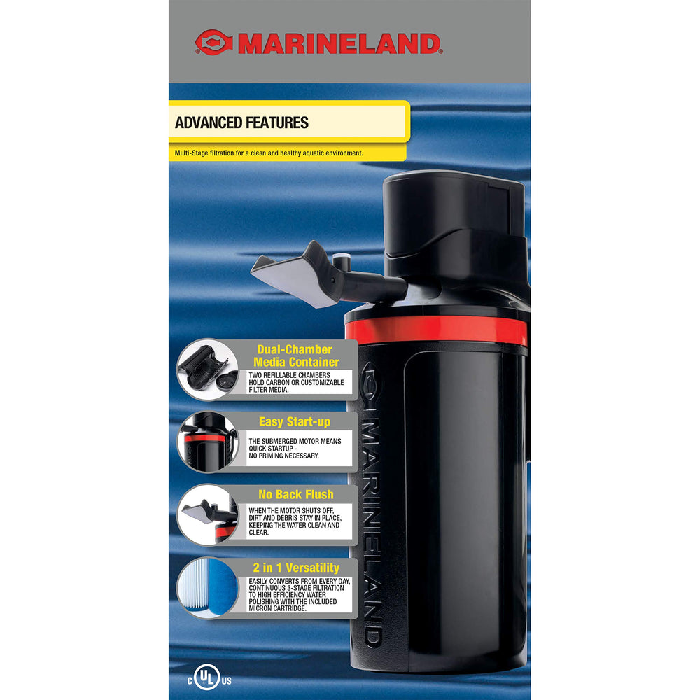 Marineland Magnum dual-chamber filter media for customizable filtration in 97-gallon tanks.