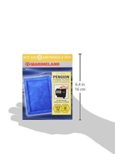 Marineland Penguin Rite-Size B packaging view highlighting color-coded sizing for easy replacement