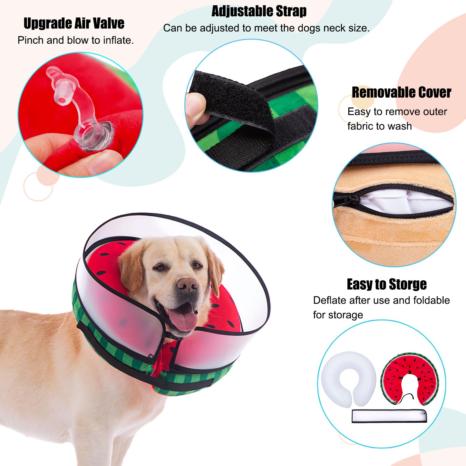 Mariyago inflatable collar with easy valve for quick inflation and removal