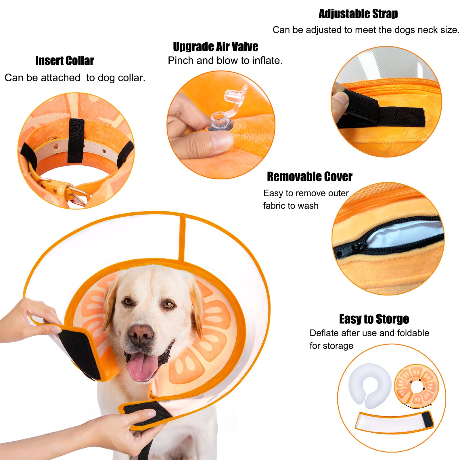 Mariyago inflatable cone collar worn around a dog’s neck during rest
