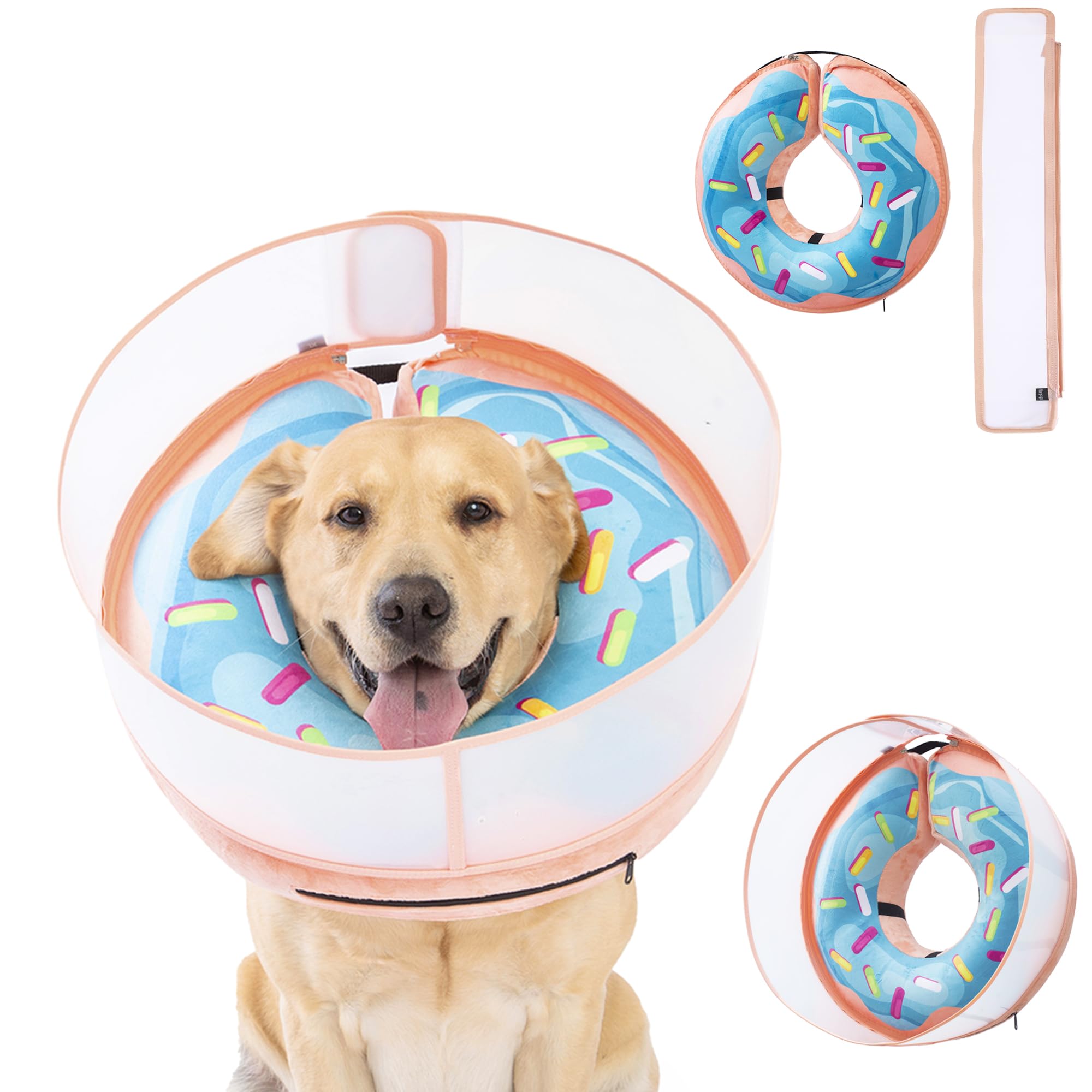 Mariyago inflatable dog cone front view shows a comfortable recovery aid for pets.